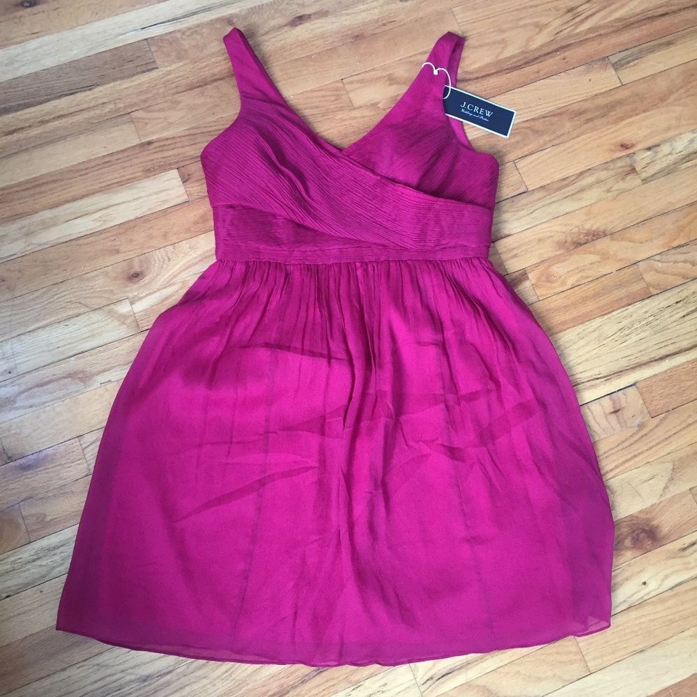 J. Crew Heidi Red Chiffon 100% Silk Dress - Picture 2 of 5